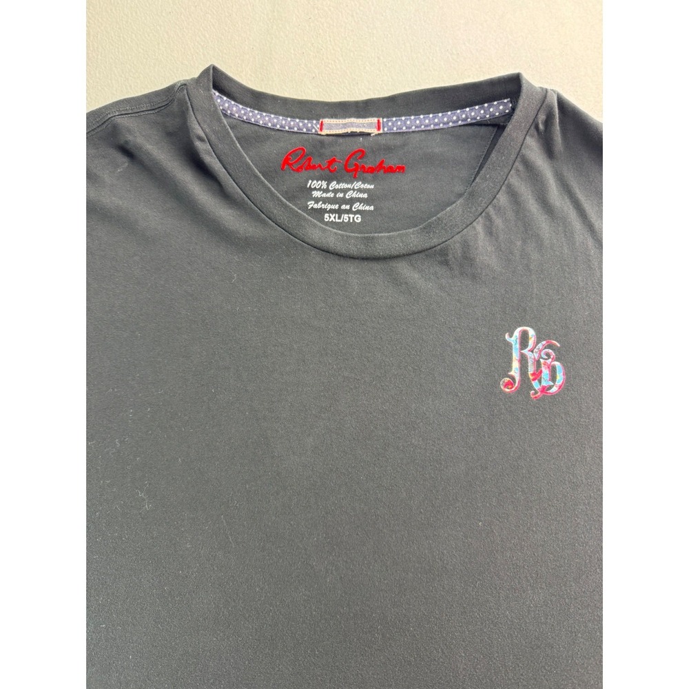 Robert Graham Mens 5XL Black Skull Rose Graphic T-Shirt Cotton‎ Crewneck RG Logo - Picture 2 of 16